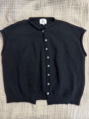 Black Button Front Knit Vest